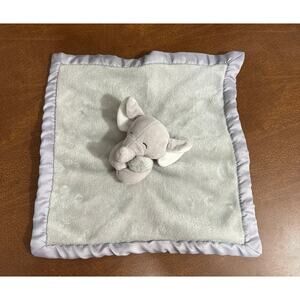 Carters Elephant Baby Lovey Security Blanket Plush Soother Gray‎ Satin Trim